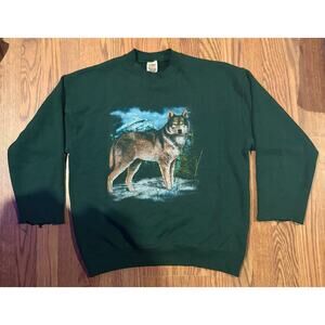 Vintage Wolf Nature Crew Neck Sweater